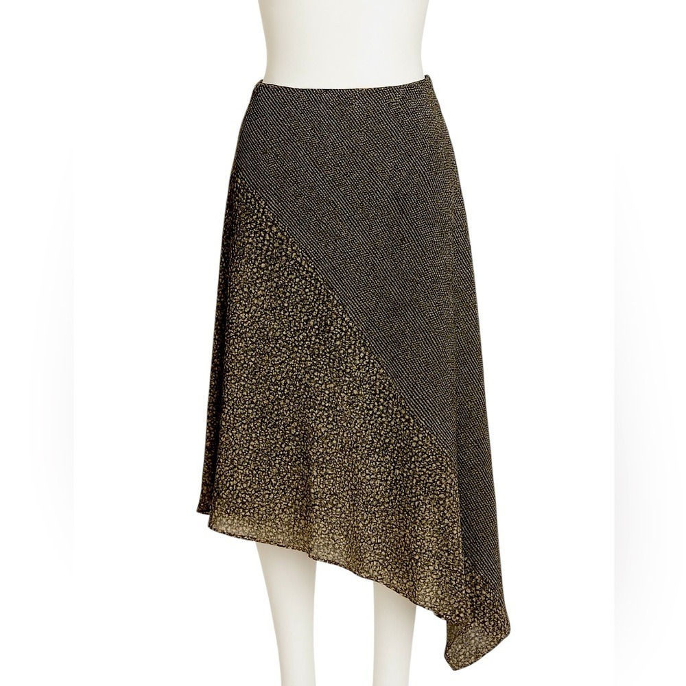 Max Studio 100% Silk Asymmetrical Midi Skirt High Low Satin Neutral Small in EUC - Picture 5 of 15